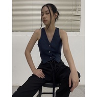 Nine Studio - Ganni Top Navy Pinstripe