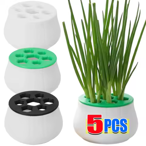 Pumpkin Shape 6 Hole Hydroponic Onion Planter for Windowsill Soilless Scallion Grow Kit with Lid Reu