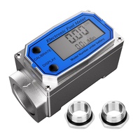 (REJY) 1 Inch Flow Meter with 3/4 Inch Adapters Digital Turbine Flow Meter 2.5-31 GPM Inline NPT Thr
