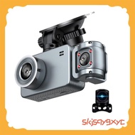 4K Triple Lens Car DashCam 4K Triple Lens Car DVR DashCam Front 2160P with Inside/Rear 720P Night Vi