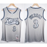 NBA CLASSIC HWC GREY RETRO SIXERS 3 ALLEN IVERSON GREY MITCHELL&NESS BASKETBALL JERSEY