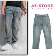 Men's Straight-Leg Pocket Jeans Made of High Quality Jeans, Durable, No Fading
