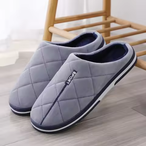 Size 47-50 Big Size Slippers Autumn Winter Men's Cotton Slippers Extra Large Size Home Cotton Shoes 