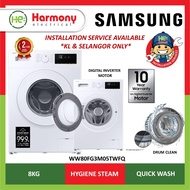 *𝐍𝐄𝐖* SAMSUNG 8kg Front Load Washer Inverter WW80FG3M05TWFQ Hygiene Steam Washing Machine Mesin Basu