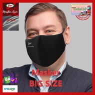 U7Ttt77- Big Size Anti-Bacterial Rider Fabric Mask 2 Ply (Earloop) - Black 687Ry68-