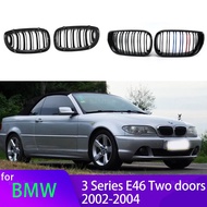 Car Grille Grill Front Kidney Glossy 2 Line Double Slat For BMW 3 series E46 Coupe Cabrio LCI 2 Door