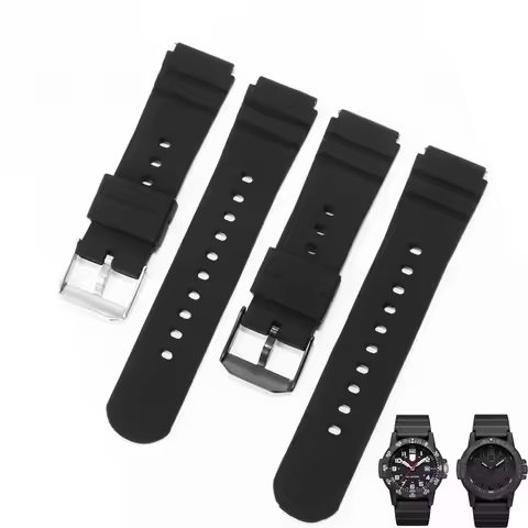 Rubber Black Waterproof Soft Watch Strap for Luminox Silicone Replace Outdoor Anti-Allergy Men's 21m
