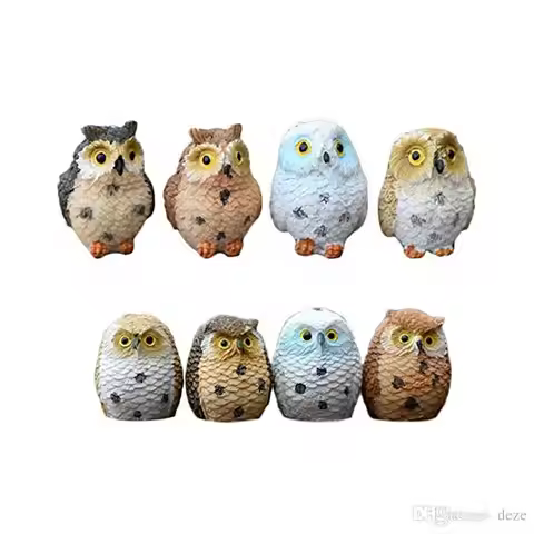 4pcs Cute Owls Figurine Animal Resin Miniatures Figurine Craft Bonsai Pots Home Fairy Garden Ornamen