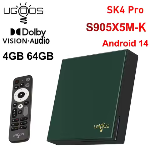 Ugoos SK4 Pro Android 14 Smart TV Box Amlogic S905x5M-K LPDDR4 4GB 64GB 2.4G/5GWifi BT5.4 Dolby Visi