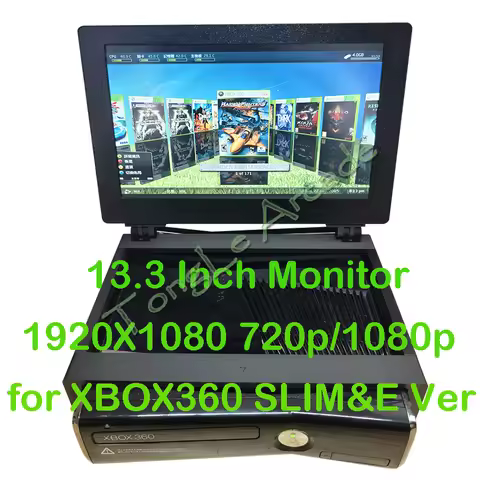 13.3 Inch Mini LCD Screen with Stereo, DIY HD Portable Game Monitor, Suitable for Xbox 360 SLIM or E