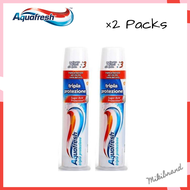 แพคคู่!! ยาสีฟัน Aquafresh สูตร Tripla Protezione (Triple protection) ขนาด 100 ml หลอดใช้งานสะดวก นำเข้าจากประเทศอิตาลี (2หลอด)