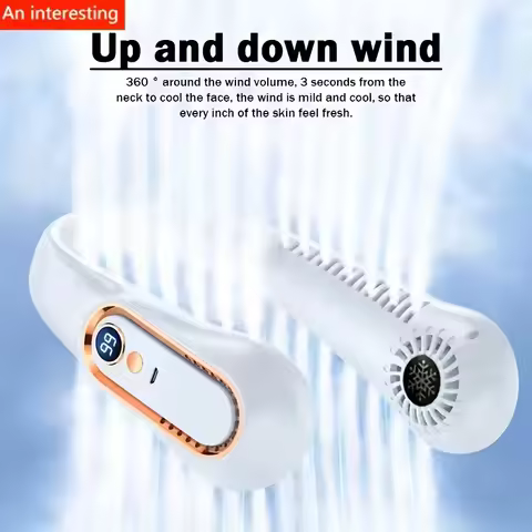 Hanging Neck Fan Digital Display Power Ventilador Bladeless Neckband Fan Portable Mini Air Cooler US