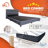 RUMU Queen Size Divan Bed Set / Bedroom Set With Foam / Spring Mattress / Headboard / POCKET SPRING 