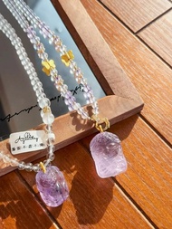 紫水晶扎基拉姆西藏女財神項鍊丨彌雅原創設計