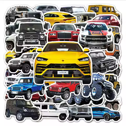 51PCS Cool Off-Road Vehicle Cartoon Graffiti Luggage Skateboard Notebook Hand Account Decorative Sti
