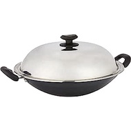 Dolphin Collection Non-Stick Chinese Wok With Stainless Steel Cover -36 Cm