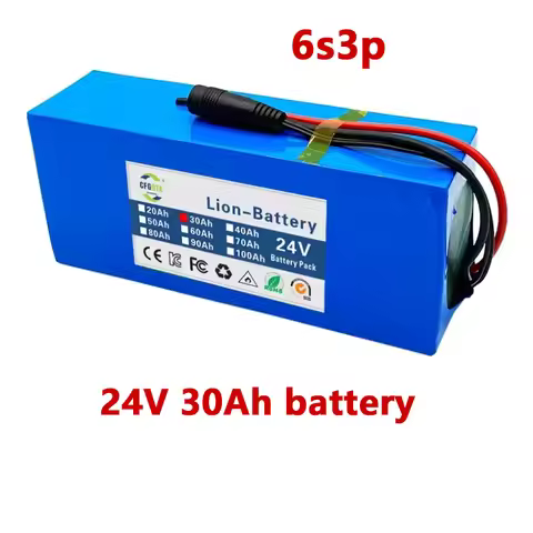 2026 NEW 24V 20Ah-50Ah 18650 lithium battery 6s3p 24V 30000mAh lithium-ion battery pack+charger
