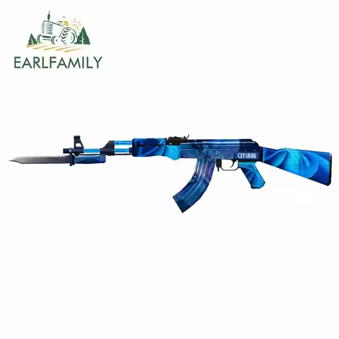 EARLFAMILY 13cm x 3.3cm Iron AK47 Knife Car Stickers Rear Windshield Bumper Laptop Waterproof Vinyl 