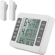 Wireless Therometer, Digital Wireless Fridge and Freezer Thermometer with Alarm, Max/Min Temperature with 2pcs Sensor Min Maximum Display for Home and Restaurants