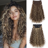 Synthetic 16 Inch 4-piece Clip On Hair Extensions, Short Curly Wavy Hair Extensions 40cm Fluffy Curl