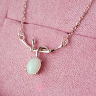 Rosenmarry/สร้อยคอพลอยโอปอลแท้ ตัวเรือนเงินแท้925ชุบพิงค์โกวล จัดส่งพร้อมกล่อง RN013 พลอยประจำเดือนต