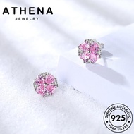 Athena Perhiasan Hati Wanita925 Kristal Bunga Pink Perak Asli Berlian