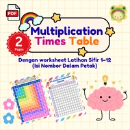 [PDF] Multiplication Times Table | Worksheet Latihan Sifir 1–12 (Isi Nombor Dalam Petak)