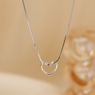 Silver Art Jewelry S999 Silver Hollow Heart Necklace Female Korean Version Fashion Light Luxury Clav
