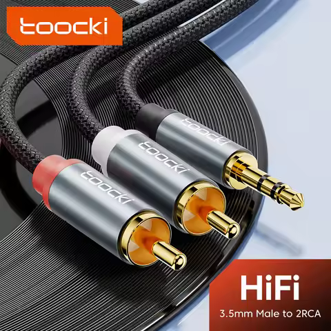 Toocki Audio Cable RCA To 3.5 mm Jack Aux Cable Hifi Jack 3.5mm To 2RCA Splitter Cable For TV PC Amp