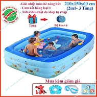 Bể bơi phao cho bé kích 1m8  và 2m1 - 3 Tầng, bể bơi bơm hơi có đáy chống trơn
