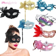 Fashion Ventian Party Mask Butterfly Glitter Half Face Halloween Masquerade Mask With Holding Stick