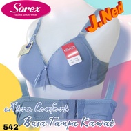 J542 Sorex Extra Comfort Bra for Women, Foam, No Wire, Size 36-42, Cup AB, Two Hooks