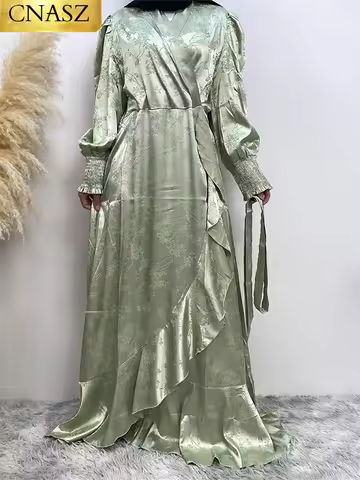 Fashion Flower Turkey Satin Abaya Muslim Woman Jilbeb Kaftan Moroccan Wedding Caftan Dress Pakistani