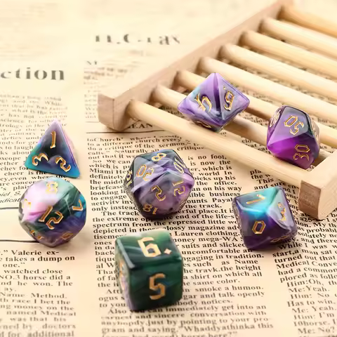 7pcs/set Polyhedral 7-Dice Two-Tone Swirl-DND Dice Set for RPG/MTG D4 D6 D8 D10 D% D12 D20 Dice Game