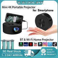 【SG Local】Portable Projector 4K Mini Projector Wi-Fi Home Projector with Resolution Smartphone Screen Sync Kids Use