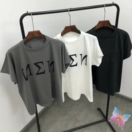 Oversized Short-Sleeved Round Neck T-Shirt With Letter Logo Pattern 1:1 Cotton Fabric Kanye Style Go