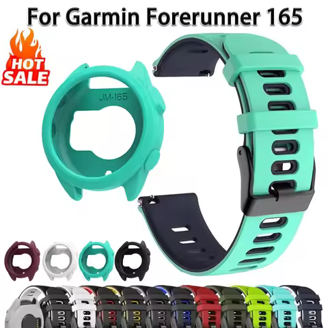Silicone Case+Strap For Garmin Forerunner 165 Soft Sports Watch Band Wristband For Garmin Forerunner