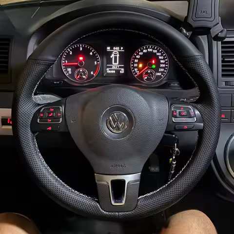 Cup Holders Anti-Slip Artificial Leather Car Steering Wheel Braid Cover For Volkswagen Golf 6 Mk6 VW