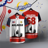 MERDEKA 68th Anniversary National Day T-Shirt Independence Day Short Sleeve Malaysia Jersey Top Baju