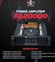 Baru Power Amplifier Rdw Profesional Fa20000 Fa 20000 Original Harga