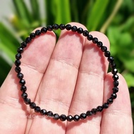 Natural Black Tourmaline AA Beaded Faceted Bracelet 4mm - RANDOM - 1.16.2BF