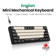 UGREEN Red Switch Mini Mechanical Keyboard Wired Mechanical Axis 61 Keys Single Zone Model:45794