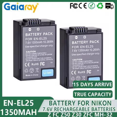 EN-EL25 ENEL25 ENEL25B 1350mAH Rechargeable Li-ion Battery for Nikon Z50 Z30 ZFC Z 50 Z FC Mirrorles