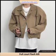 XMAN S-5XL Men's Fashion Crop Tops Long Sleeves Solid Color Suit Jacket