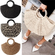 Pick Me Up ShopMemilih Saya Sehingga Wanita Baru Wicker Beg Tangan Separuh Bulatan Beg Totes Beg Pan