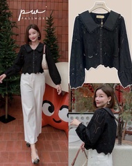 Password เสื้อคอปก ผ้าลูกไม้คอตตอนปักฉลุอย่างดี ทรงสวยใส่ง่าย ชายหยักโค้งตามเชิงลูกไม้สวยงาม