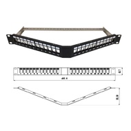 Giga-Maxx 19" Angled 1U FTP Patch Panel with back bar 24 Port Empty