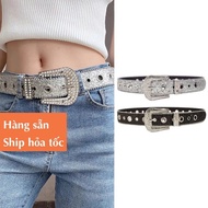 Super beautiful YK2 style belt with sparkling stones, hottrend Korean style dress belt for women