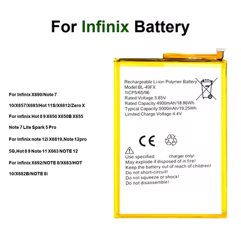 Battery BL-49KX BL-49GX BL-51BX For Infinix X690 X692 7 8 Note 12I 12PRO 8I 7 8 10 11 12 Hot 11S 8 9