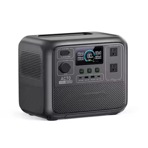AC70 Portable Power Station, 768Wh Solar Generator w/ 2 1000W AC Outlets (Power Lifting 2000W), 100W